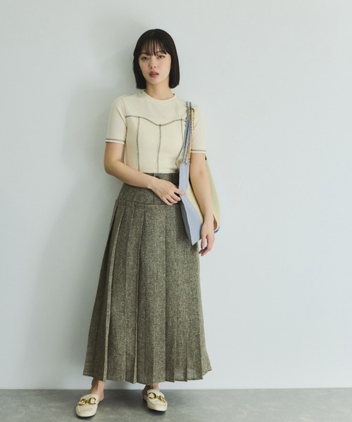 VICKY（ビッキー）の「サマーツィードプリーツスカート≪手洗い可能≫（スカート・レディース・オフホワイト/ブラウン/ライトグレー・M）」の18枚目の写真