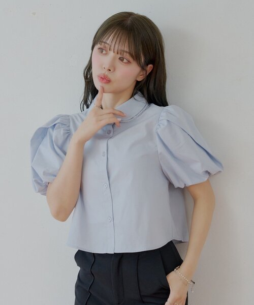 ブラウス シャツ 「SALON by Chico」ダブルカラーパフスリーブシャツ レディース SALON by Chico】ダブルカラーパフスリーブシャツ（シャツ