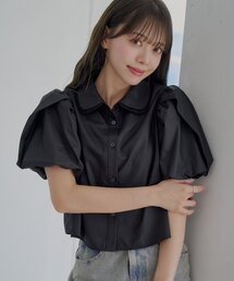 René パフスリーブ半袖トップス 黒 パフスリーブ」に該当するトップス（ブラック/黒色系・半袖