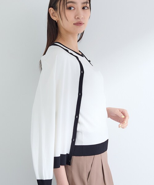 INDIVI（インディヴィ）の「【通年活躍！／アンサンブル可能】クルーネックカーディガン（カーディガン/ボレロ・レディース・ブラック系4/ホワイト系5/ダークグリーン・38/15 /13/05）」の13枚目の写真