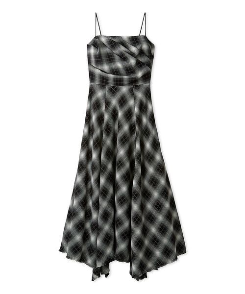 オンブレチェックアシメヘムキャミドレス（ワンピース）｜FRAY