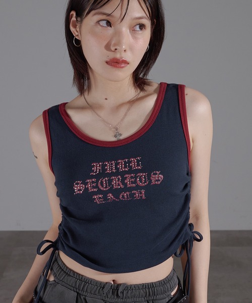 apres jour mignon(アプレジュールミニョン)の「リンガーキラキラタンク【ZOZOTOWN限定アイテム】(タンクトップ・レディース・ブラウン系その他/チャコールグレー/オレンジ/ネイビー・X-LARGE/フリー)」の3枚目の写真