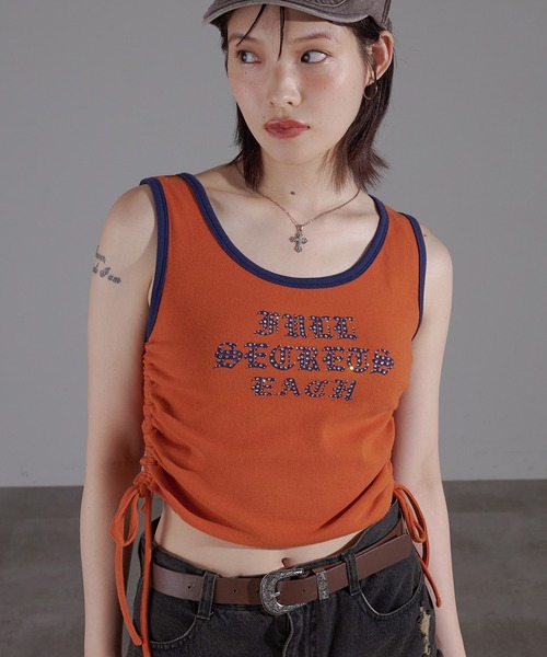apres jour mignon(アプレジュールミニョン)の「リンガーキラキラタンク【ZOZOTOWN限定アイテム】(タンクトップ・レディース・ブラウン系その他/チャコールグレー/オレンジ/ネイビー・X-LARGE/フリー)」の4枚目の写真