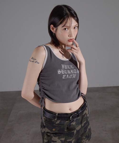 apres jour mignon(アプレジュールミニョン)の「リンガーキラキラタンク【ZOZOTOWN限定アイテム】(タンクトップ・レディース・ブラウン系その他/チャコールグレー/オレンジ/ネイビー・X-LARGE/フリー)」の5枚目の写真