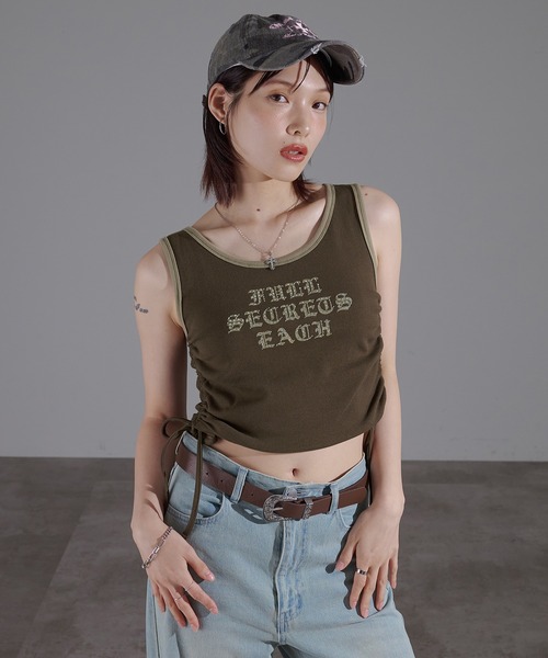 apres jour mignon(アプレジュールミニョン)の「リンガーキラキラタンク【ZOZOTOWN限定アイテム】(タンクトップ・レディース・ブラウン系その他/チャコールグレー/オレンジ/ネイビー・X-LARGE/フリー)」の7枚目の写真