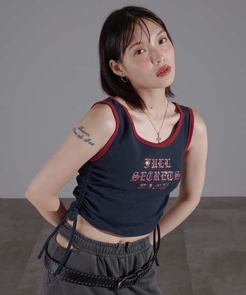 apres jour mignon(アプレジュールミニョン)の「リンガーキラキラタンク【ZOZOTOWN限定アイテム】(タンクトップ・レディース・ブラウン系その他/チャコールグレー/オレンジ/ネイビー・X-LARGE/フリー)」の9枚目の写真