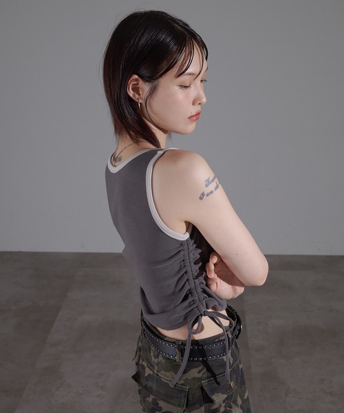 apres jour mignon(アプレジュールミニョン)の「リンガーキラキラタンク【ZOZOTOWN限定アイテム】(タンクトップ・レディース・ブラウン系その他/チャコールグレー/オレンジ/ネイビー・X-LARGE/フリー)」の19枚目の写真