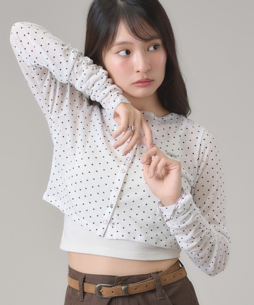 apres jour mignon(アプレジュールミニョン)の「プレート付きシアークロップドカーディガン(カーディガン/ボレロ・レディース・オフホワイト/ブラック/チャコールグレー/杢グレー/ホワイト系その他/ブラック系その他2/グレー系その他・X-LARGE/フリー)」の20枚目の写真
