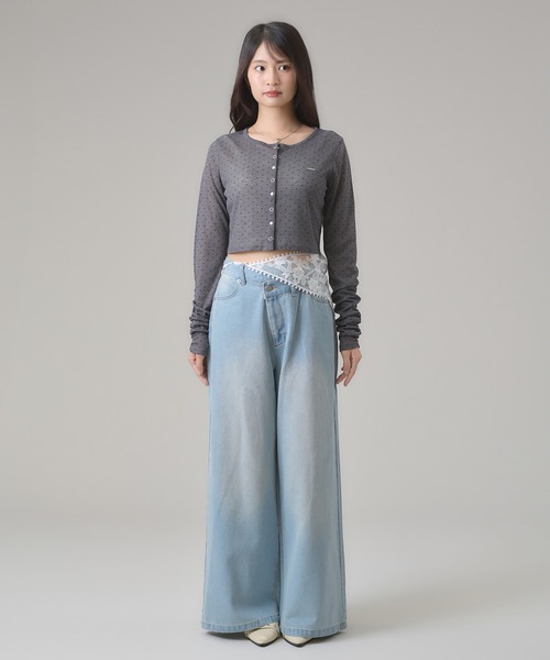 apres jour mignon(アプレジュールミニョン)の「プレート付きシアークロップドカーディガン(カーディガン/ボレロ・レディース・オフホワイト/ブラック/チャコールグレー/杢グレー/ホワイト系その他/ブラック系その他2/グレー系その他・X-LARGE/フリー)」の11枚目の写真