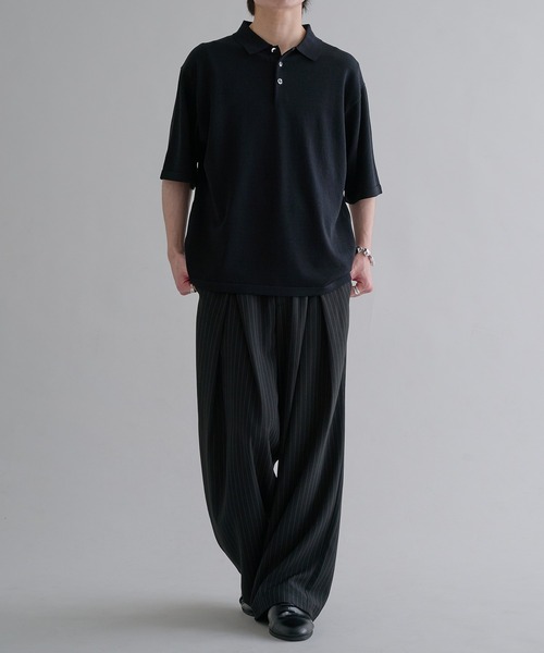 セール】シルバーボタン半袖サマーニットポロ（ポロシャツ）｜epnok