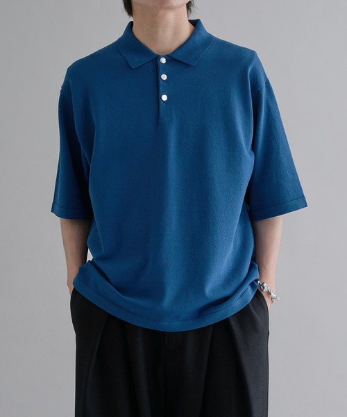 セール】シルバーボタン半袖サマーニットポロ（ポロシャツ）｜epnok