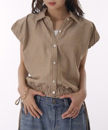 MUHET（ミュエータ）の「puff shoulder seersucker stripe blouse / パフショルダーシアサッカーストライプブラウス（シャツ/ブラウス）」