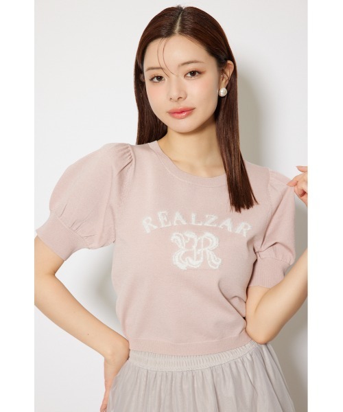 rienda（リエンダ）の「ジャガードロゴニットトップス 半袖 秋服  サマーニット（ニット/セーター・レディース・ライトブルー/ライトブラック/ピンク/ホワイト・FREE）」の22枚目の写真