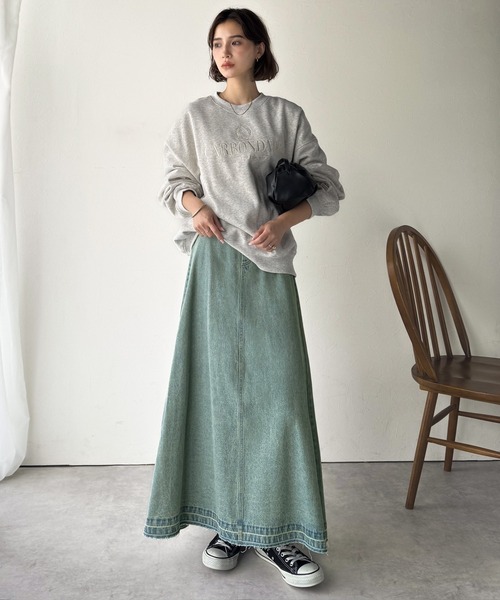 classicalelf（クラシカルエルフ）の「綿100％ 主役級の美フレアスカートでコーデの格上げ  デニムフレアスカート（ロング）（デニムスカート・レディース・ブルー/ブラック・SMALL/X-LARGE/LARGE/MEDIUM）」の15枚目の写真