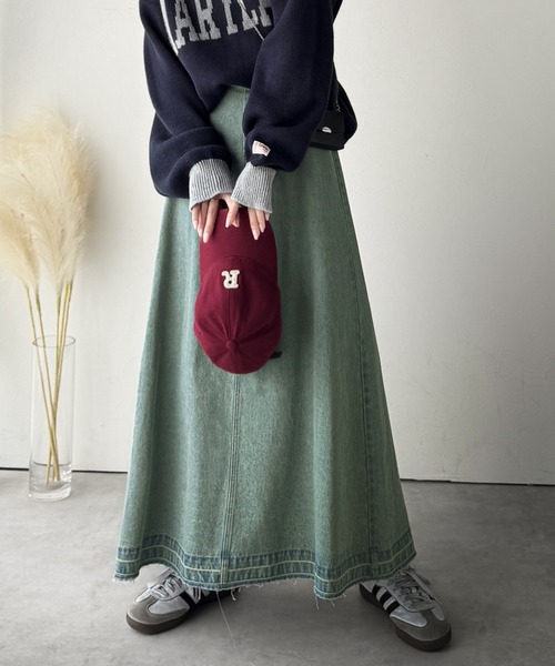 classicalelf（クラシカルエルフ）の「綿100％ 主役級の美フレアスカートでコーデの格上げ  デニムフレアスカート（ロング）（デニムスカート・レディース・ブルー/ブラック・SMALL/X-LARGE/LARGE/MEDIUM）」の10枚目の写真