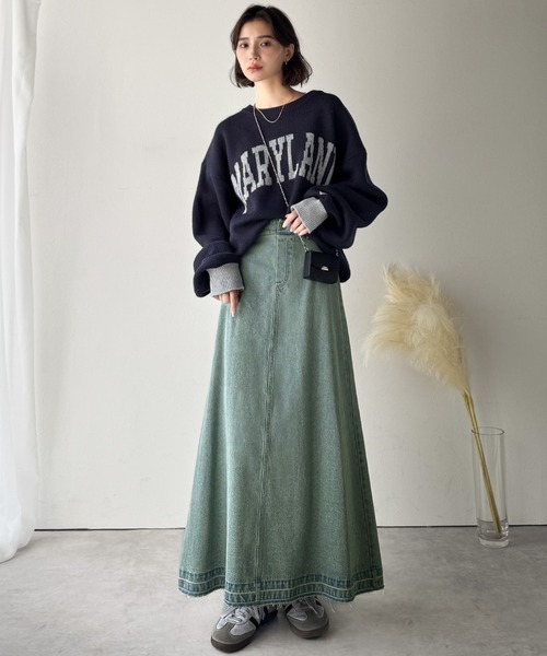 classicalelf（クラシカルエルフ）の「綿100％ 主役級の美フレアスカートでコーデの格上げ  デニムフレアスカート（ロング）（デニムスカート・レディース・ブルー/ブラック・SMALL/X-LARGE/LARGE/MEDIUM）」の11枚目の写真