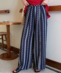 ELOOPS（イーループス）の「【ELOOPS】リネンライク リゾートプリント ワイドパンツ（その他パンツ）」