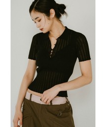 sheer polo knit