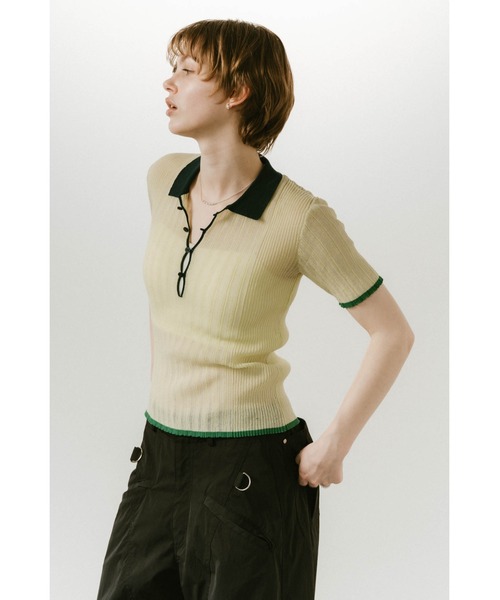 Knuth Marf（クヌースマーフ）の「sheer polo knit（Tシャツ/カットソー・レディース・ブラック/ミント/オレンジ・FREE）」の12枚目の写真