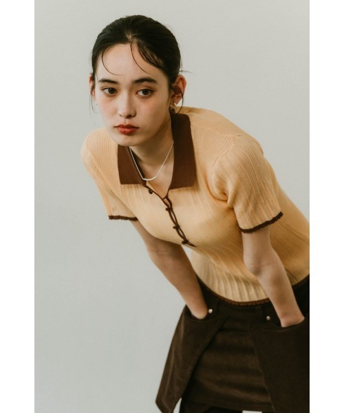 Knuth Marf（クヌースマーフ）の「sheer polo knit（Tシャツ/カットソー・レディース・ブラック/ミント/オレンジ・FREE）」の19枚目の写真