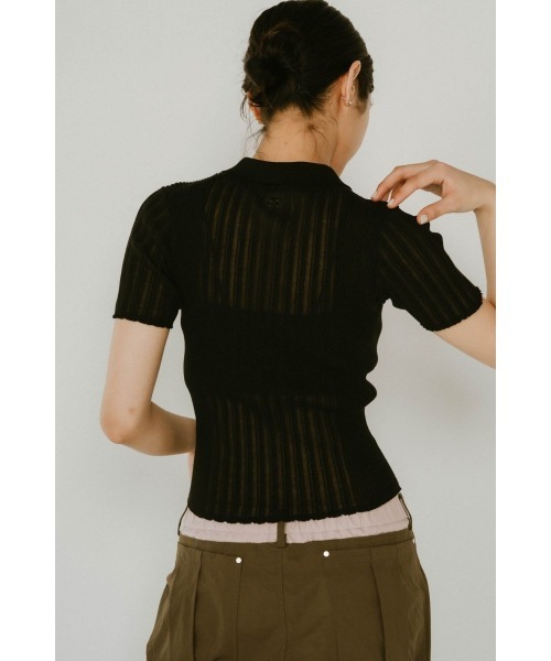 Knuth Marf（クヌースマーフ）の「sheer polo knit（Tシャツ/カットソー・レディース・ブラック/ミント/オレンジ・FREE）」の6枚目の写真
