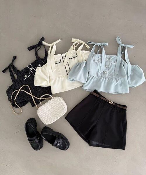 MAJESTIC LEGON（マジェスティックレゴン）の「肩リボンツイードペプラムブラウス（シャツ/ブラウス・レディース・アイボリー/ブラック/ブルー・MEDIUM）」の18枚目の写真