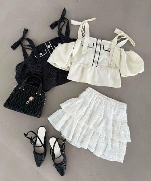 MAJESTIC LEGON（マジェスティックレゴン）の「肩リボンツイードペプラムブラウス（シャツ/ブラウス・レディース・アイボリー/ブラック/ブルー・MEDIUM）」の19枚目の写真