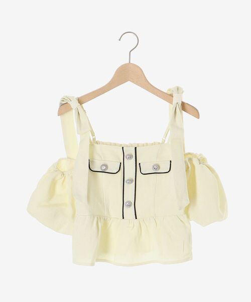 MAJESTIC LEGON（マジェスティックレゴン）の「肩リボンツイードペプラムブラウス（シャツ/ブラウス・レディース・アイボリー/ブラック/ブルー・MEDIUM）」の22枚目の写真