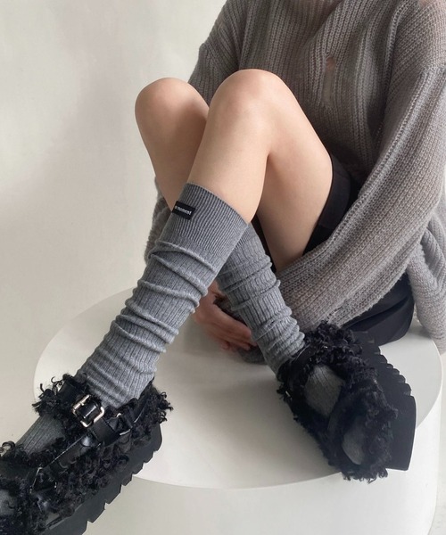 Burner（バーナー）の「【OKUOKU　0909】トラッド風スタイル　ワンポイント　 ハイソックス oku-leg-744191715809-9（ソックス/靴下・レディース・ブラック/グレー/ライトブラウン/ホワイト/ダークブラウン/ベージュ・FREE）」の3枚目の写真