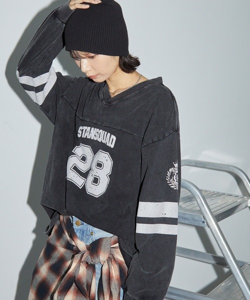 Anchor Smith(アンカー スミス)の「ヴィンテージパウダーブリーチ加工 ナンバリングホッケーデザインロンT(Tシャツ/カットソー・レディース・ネイビー/レッド/ブラック・M/L)」の10枚目の写真