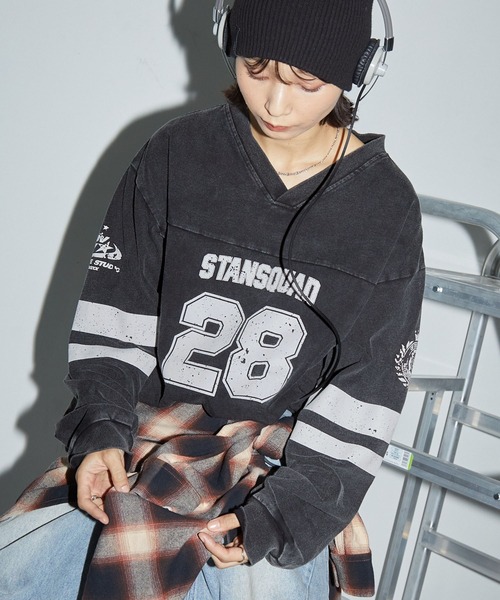 Anchor Smith(アンカー スミス)の「ヴィンテージパウダーブリーチ加工 ナンバリングホッケーデザインロンT(Tシャツ/カットソー・レディース・ネイビー/レッド/ブラック・M/L)」の11枚目の写真