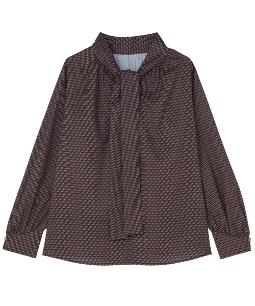 TOKYO SHIRTS(トウキョウシャツ)の「リボンボウタイ プリントブラウス 長袖(シャツ/ブラウス・レディース・ブラウン/グレー・M/L)」の2枚目の写真