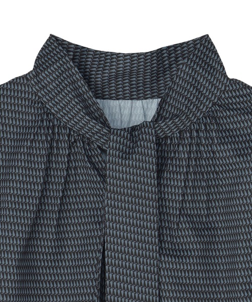TOKYO SHIRTS(トウキョウシャツ)の「リボンボウタイ プリントブラウス 長袖(シャツ/ブラウス・レディース・ブラウン/グレー・M/L)」の4枚目の写真