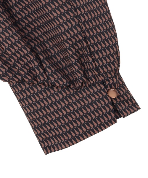 TOKYO SHIRTS(トウキョウシャツ)の「リボンボウタイ プリントブラウス 長袖(シャツ/ブラウス・レディース・ブラウン/グレー・M/L)」の11枚目の写真