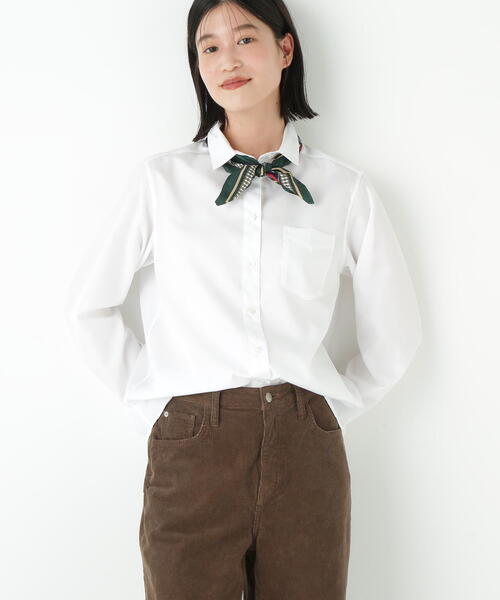 human woman(ヒューマンウーマン)の「◆ベーシックカラーシャツ(シャツ/ブラウス・レディース・ホワイト/ブルー・MEDIUM)」の4枚目の写真