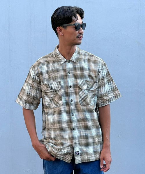 Dickies(ディッキーズ)の「【DICKIES SKATEBOARDING】MIKE ANDERSON CHECK WORK SHIRTS(シャツ/ブラウス・メンズ・ダークオリーブ/ブルー・MEDIUM/X-LARGE/LARGE)」の1枚目の写真