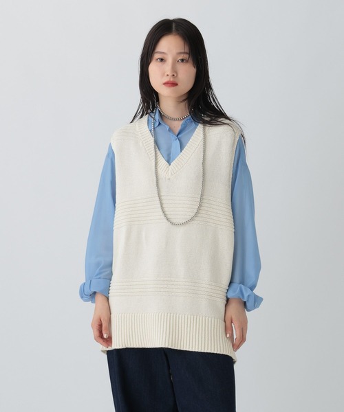 LEPSIM（レプシィム）の「5ゲージベストチュニック　581682（ベスト・レディース・ダークブラウン/チャコールグレー/アイボリー・FREE）」の2枚目の写真