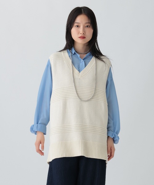 LEPSIM（レプシィム）の「5ゲージベストチュニック　581682（ベスト・レディース・ダークブラウン/チャコールグレー/アイボリー・FREE）」の4枚目の写真