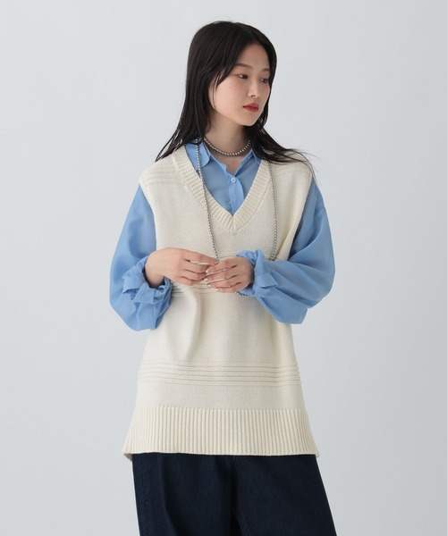 LEPSIM（レプシィム）の「5ゲージベストチュニック　581682（ベスト・レディース・ダークブラウン/チャコールグレー/アイボリー・FREE）」の5枚目の写真