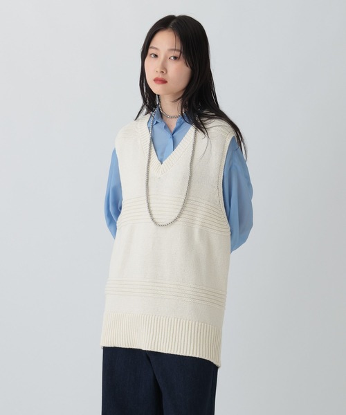 LEPSIM（レプシィム）の「5ゲージベストチュニック　581682（ベスト・レディース・ダークブラウン/チャコールグレー/アイボリー・FREE）」の6枚目の写真