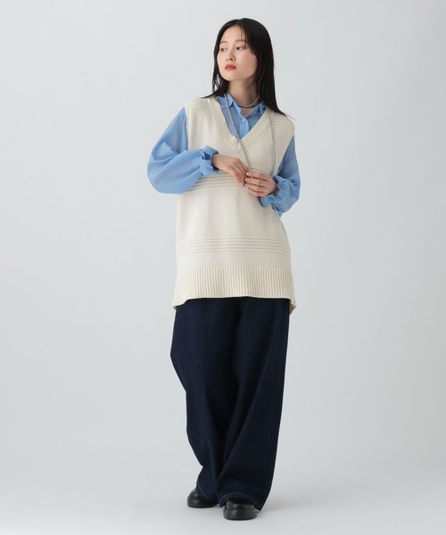 LEPSIM（レプシィム）の「5ゲージベストチュニック　581682（ベスト・レディース・ダークブラウン/チャコールグレー/アイボリー・FREE）」の9枚目の写真