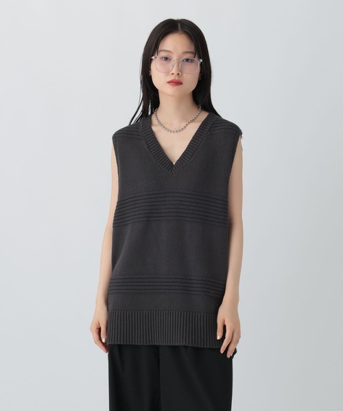 LEPSIM（レプシィム）の「5ゲージベストチュニック　581682（ベスト・レディース・ダークブラウン/チャコールグレー/アイボリー・FREE）」の10枚目の写真