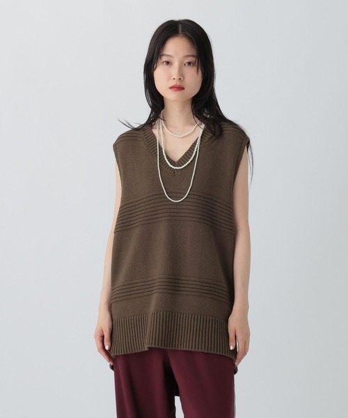 LEPSIM（レプシィム）の「5ゲージベストチュニック　581682（ベスト・レディース・ダークブラウン/チャコールグレー/アイボリー・FREE）」の16枚目の写真
