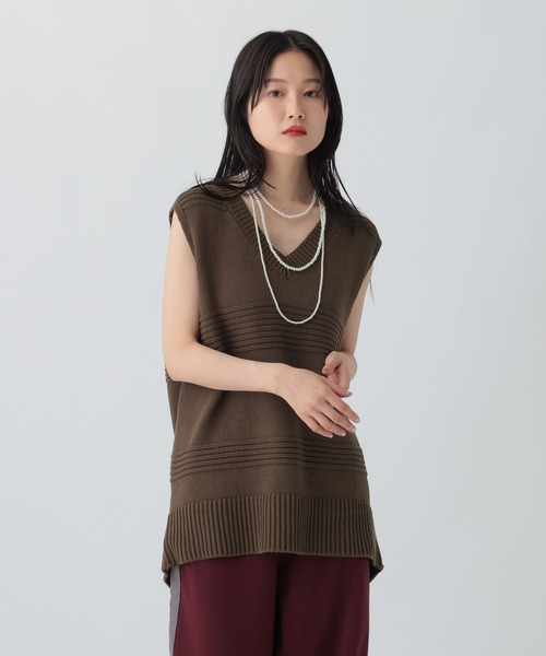 LEPSIM（レプシィム）の「5ゲージベストチュニック　581682（ベスト・レディース・ダークブラウン/チャコールグレー/アイボリー・FREE）」の18枚目の写真