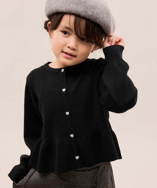 ROPE' PICNIC(ロペピクニック)の「【KIDS/キッズ】マシュマロニットペプラムカーディガン/リンクコーデ(カーディガン/ボレロ・キッズ・キナリ/ブラック/サックスブルー・120/130/140/150)」の3枚目の写真