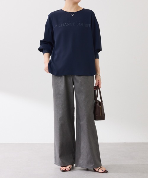 COLLAGE GALLARDAGALANTE（コラージュガリャルダガランテ）の「2WAYロゴ袖ラメリブロンT（Tシャツ/カットソー・レディース・オフホワイト/ネイビー・FREE）」の16枚目の写真