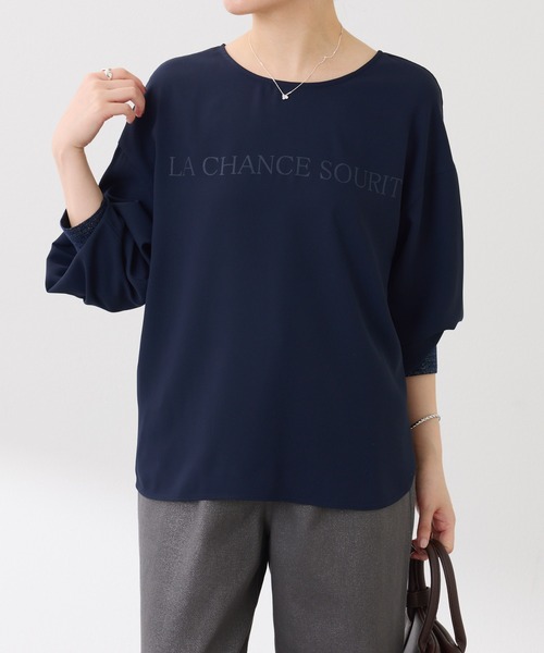 COLLAGE GALLARDAGALANTE（コラージュガリャルダガランテ）の「2WAYロゴ袖ラメリブロンT（Tシャツ/カットソー・レディース・オフホワイト/ネイビー・FREE）」の17枚目の写真