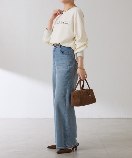 COLLAGE GALLARDAGALANTE（コラージュガリャルダガランテ）の「2WAYロゴ袖ラメリブロンT（Tシャツ/カットソー・レディース・オフホワイト/ネイビー・FREE）」の9枚目の写真