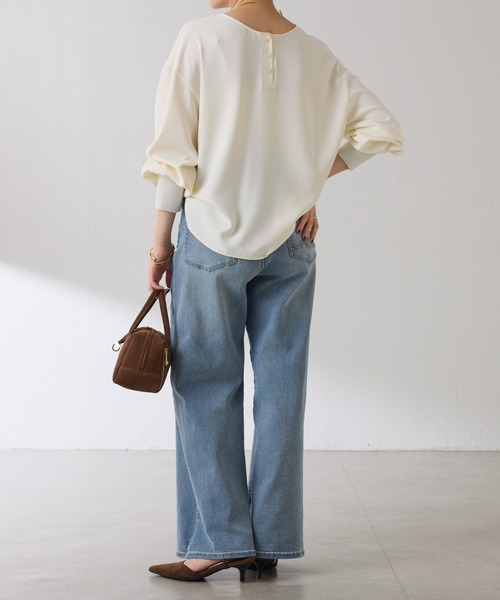 COLLAGE GALLARDAGALANTE（コラージュガリャルダガランテ）の「2WAYロゴ袖ラメリブロンT（Tシャツ/カットソー・レディース・オフホワイト/ネイビー・FREE）」の10枚目の写真