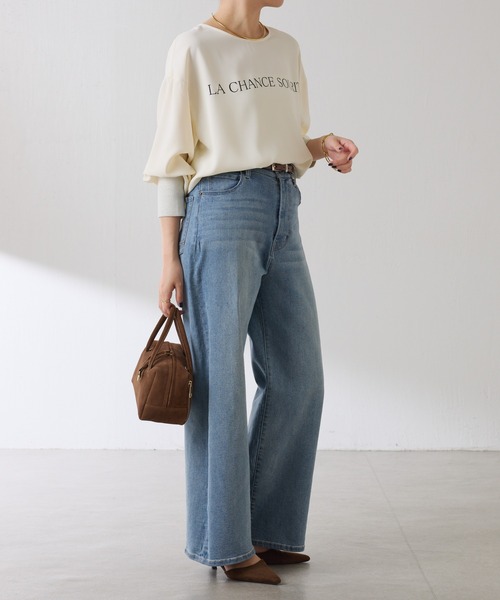 COLLAGE GALLARDAGALANTE（コラージュガリャルダガランテ）の「2WAYロゴ袖ラメリブロンT（Tシャツ/カットソー・レディース・オフホワイト/ネイビー・FREE）」の12枚目の写真